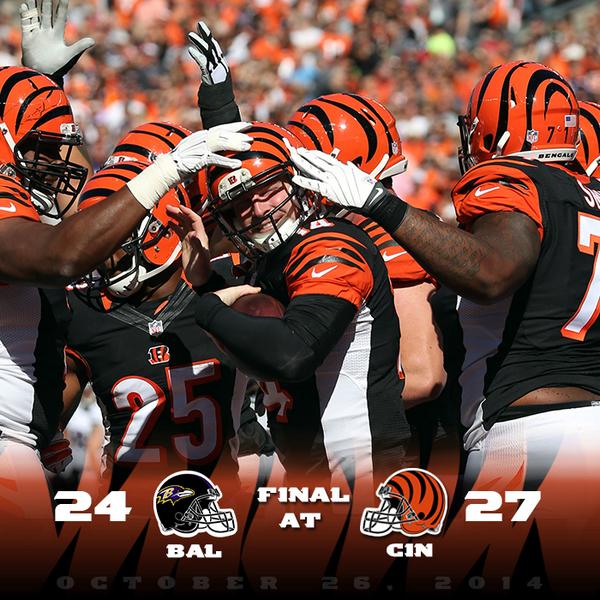 Bengals's tweet photo. FINAL SCORE #BALvsCIN #LetsRoar http://t.co/KDaEaGrgz1