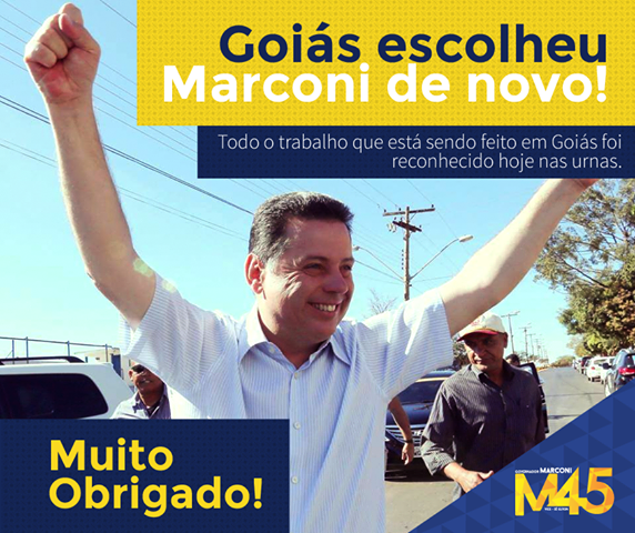 sigamarconi's tweet photo. MUITO OBRIGADO, GOIÁS!!!!!

ESTAMOS MUITO FELIZES!!! É MARCONI 45!!! GOIÁS VAI AVANÇAR CADA DIA MAIS! http://t.co/M7qVeCBQ6g