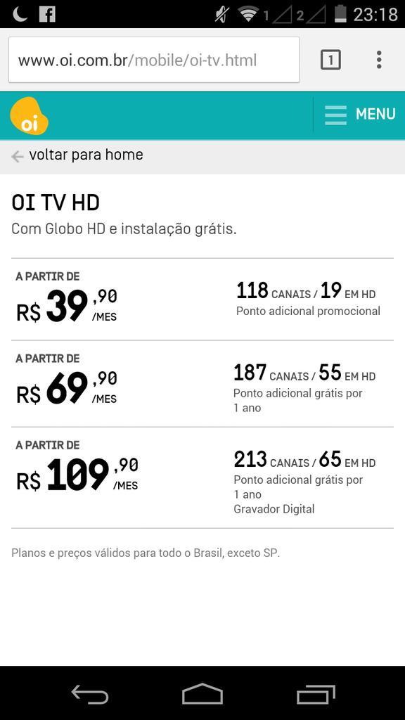LuizCastelle's tweet photo. Hora de mudar de Tv por Assinatura. #OiTVHD menor preço do mercado. @digaoi http://t.co/FvXhvAWfDC