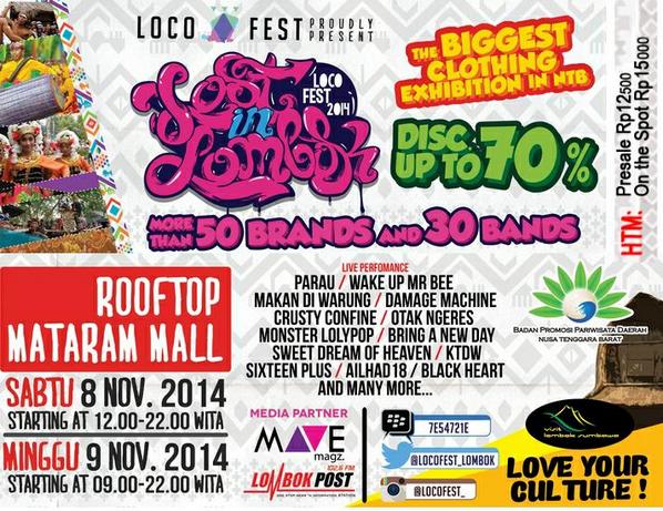locofest_'s tweet photo. #LOCOFEST3 #LOSTINLOMBOK #THEBIGGESTCLOTHINGEXPO #ROOFTOPMALL #8DAN9NOVEMBER ! @infolombok http://t.co/86IOvi6amm