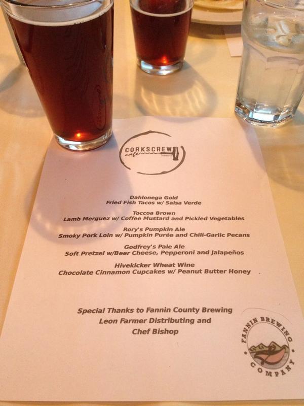 ryand5414's tweet photo. Beer Dinner at Corkscrew Cafe with Fannin Brewery! http://t.co/2t56afC8Qd