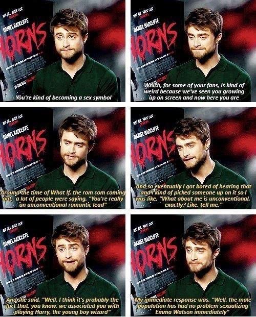 BuzzFeed's tweet photo. Daniel Radcliffe Had The Perfect Response When Asked About Being A Sex Symbol http://t.co/dbwINZd6MH http://t.co/nnfxXGW5H8