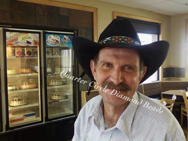 BeadsQcd's tweet photo. Happy anniversary to these wonderful Wyoming ranchers. Hat band looks great! #qcdbeads #showmeyourbeads #beadwork http://t.co/H4zgKqwo2M