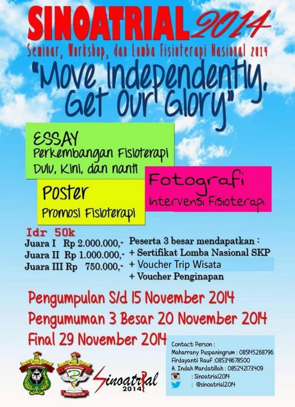 SINOATRIAL 2014 Present by Himafisio FK-UH | Daftarkan diri anda segera ! <a href="/physiopreneur/">Sport Physio Clinic</a> <a href="/Physio_Bee/">PhysioBee.com</a> <a href="/physio_ndie/">rendy herdiansyah</a>