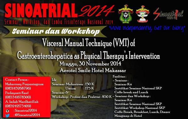 SINOATRIAL2014's tweet photo. SINOATRIAL 2014 Present by Himafisio FK-UH | Daftarkan diri anda segera ! @ceritafisio @physiocare_fo @PhysioSolo http://t.co/waZx6vmrZb