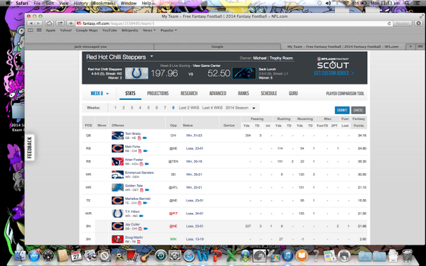 MichaelToolis27's tweet photo. @NFLfantasy not bad for an aussie, standard scoring league - http://t.co/ntSeU7K9cA