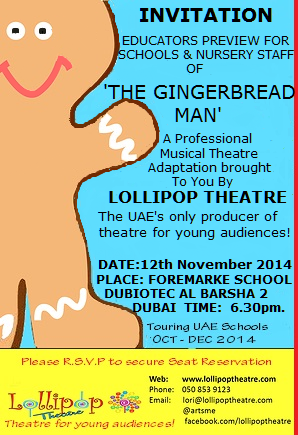 Join us on 12th November 2014 at Foremarke school for a performance of 'The Gingerbread Man' for practitioners.