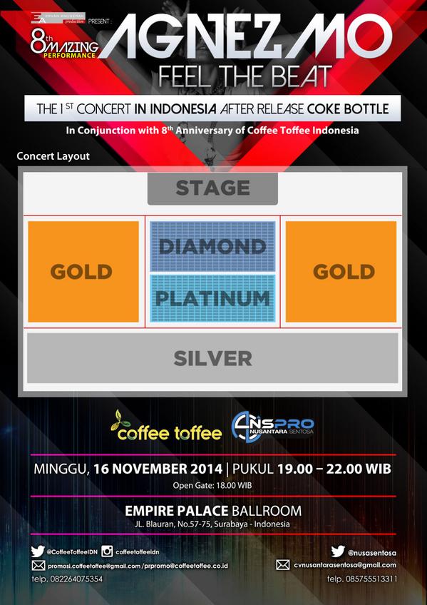 eventsurabaya's tweet photo. Konser Agnez Mo “Feel The Beat” | 16 Nov'14 @ Empire Palace Ballroom | Order Tiket : 081217886954 / 2833C8D4 (Pin BB) http://t.co/E8EpnzooWq