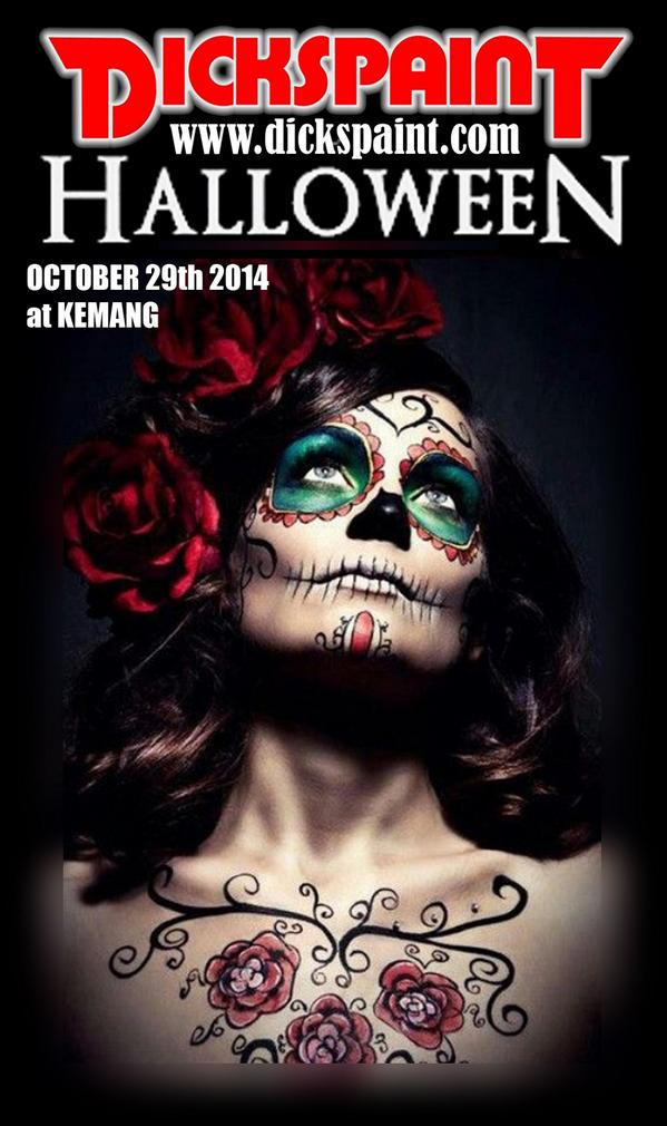 dickspaint's tweet image. HALLOWEEN 
MAKE UP CHARACTER
@KEMANG
29 OKTOBER 2014

#zombie #sugarskull #makeupcharacter #facepainting #dickspaint