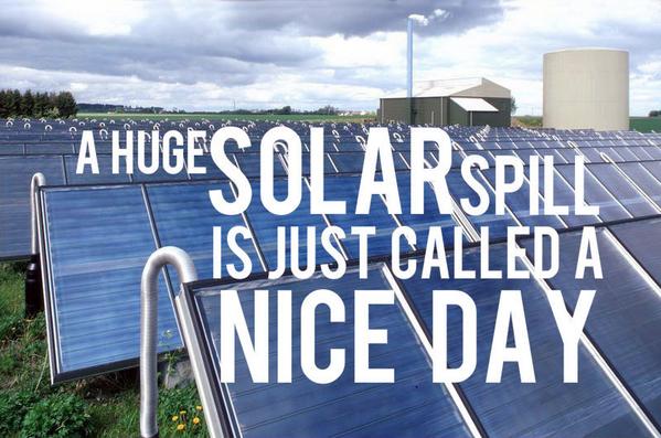 Greenpeace's tweet photo. "The sun beams more than enough energy onto Earth to satisfy global energy needs for an entire year, every hour" http://t.co/FErFwhFHlQ