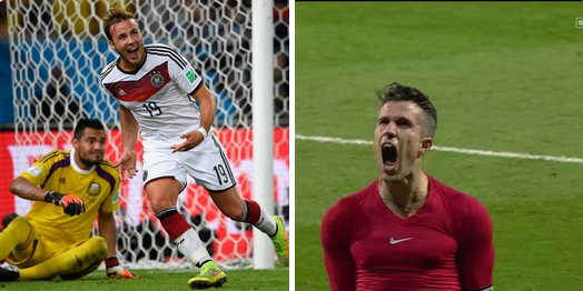 FootballFunnys's tweet photo. Mario Gotze: World Cup winning goal

Robin Van Persie: Equalizer to make you 8th in the league. http://t.co/jx6HMNfae9