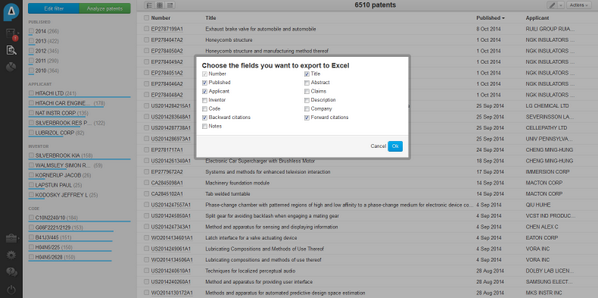 PatentInspire's tweet photo. You can now export forward and backward citations to #Excel #patents http://t.co/dt4Opgwoma