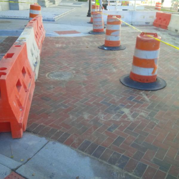 DNCL's tweet image. Real brick crosswalks are making a comeback in downtown Norfolk.
