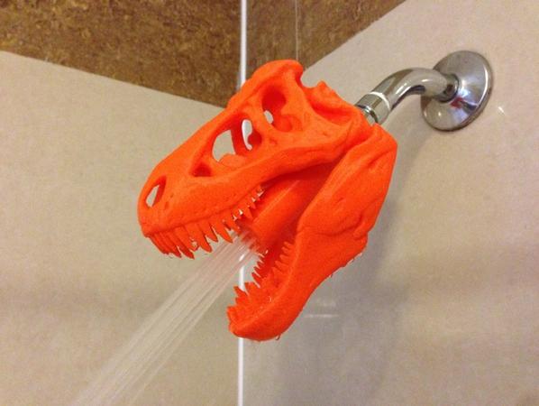 Gizmodo's tweet image. T-Rex skull shower heads justify the existence of 3D printers gizmo.do/65GZA10