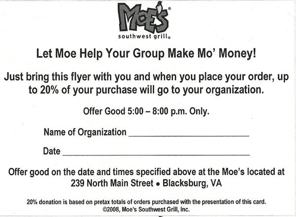 VTPackaging's tweet photo. WHO LOVES MOE'S?! Come out to the VTPackaging percentage night on Wednesday from 5-8pm! Make sure to print the flyer! http://t.co/MlDoYOXJXA