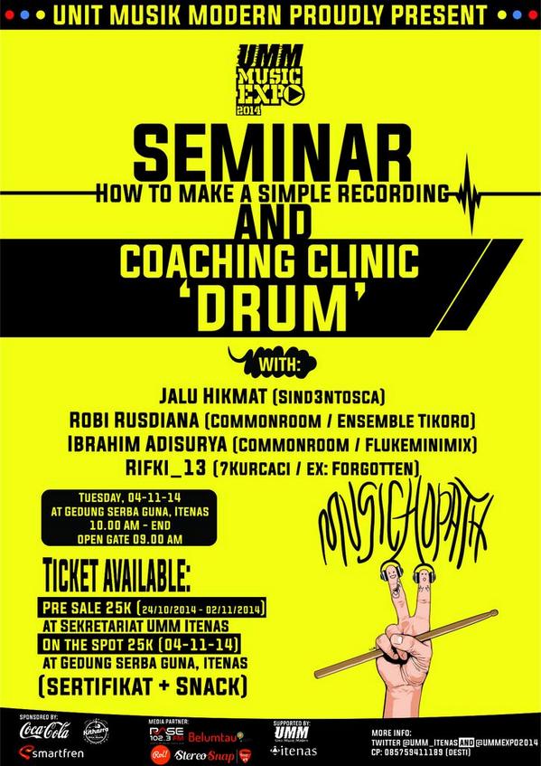 roiradio's tweet photo. ayo kita belajar recording di SEMINAR nya @UMMEXPO2014 "HOW TO MAKE A SIMPLE RECORDING" ada COACHING CLINIC DRUM jg!  http://t.co/K7wJoACFnD
