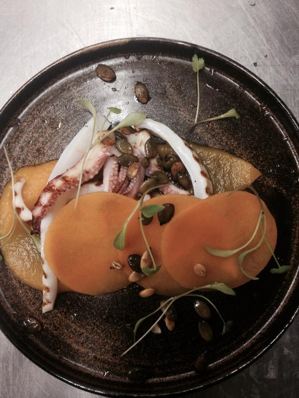 CamberwellLove's tweet photo. Cornish squid,pumpkin,salted lemon @CamberwellLove @TenBellsSpita1 @ http://t.co/ZG1ABcC6E8