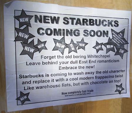 spacehijackers's tweet photo. From the archives: Whitechapel Knees Up against Starbucks, 2007 http://t.co/uSD1GASFDl #projectfoad http://t.co/ToSgKJj3yO