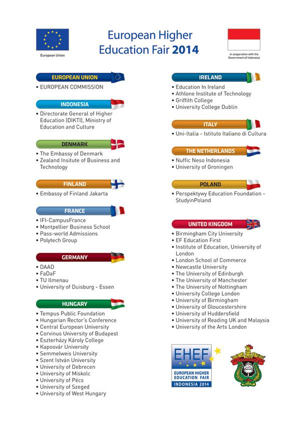 ehefid's tweet photo. So, ini dia List of European Institutions and Universities in EHEF 2014 in Makassar, Friends! http://t.co/CAcAWT7ZbL