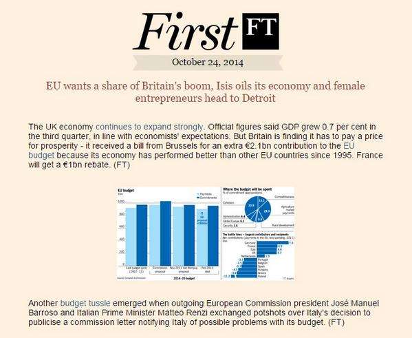 DigitalGurus's tweet image. Financial Times unveils #FirstFT email aggregator to cut through stream 'information overload' thedrum.com/news/2014/10/2…