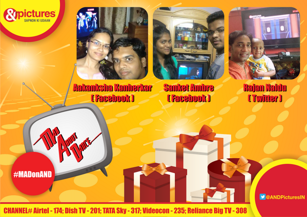 AndPicturesIN's tweet photo. The winner of our #MADonAND Family Selfie Contest are @RajanMNaidu , Sanket Ambre &amp; Aakanksha Kanherkar (Facebook), http://t.co/A40aW18IYB