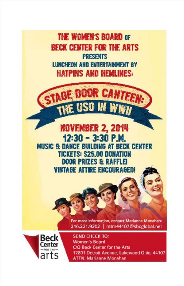 janmk1978's tweet image. Lunch w/strangers @ USO show! Giving away 2 pr tix #USOinWWII benefits @BeckCenter 12:30pm 11/2 RT by 10/29 noon #CLE