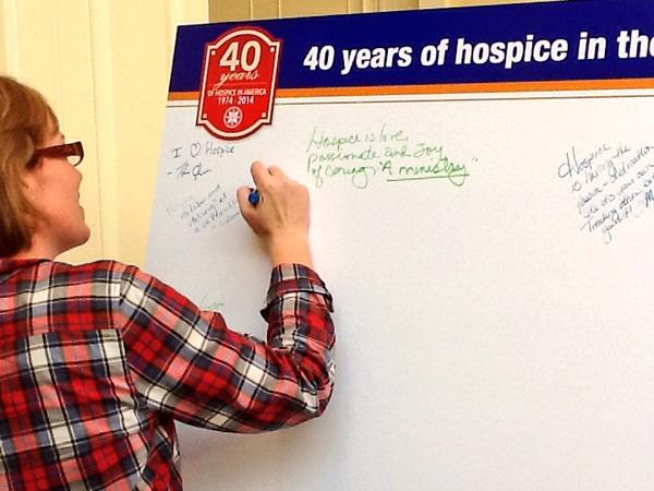IamCozzie's tweet photo. Don't forget. Write your message @NHPCO_news #CTC14 #PEDPC #hpm Celebrating 40 Years of #hospice in America #CTC2014 http://t.co/78S1qRI8KP