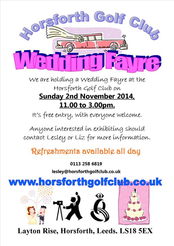 HorsforthGolf's tweet photo. come on now, still a few stalls for exhibitors at our #weddingfayre #weddingfair #horsforth
call if interested http://t.co/sKXfvNTw8N