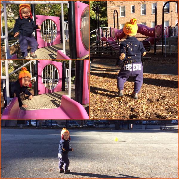 KIFN's tweet image. Oh, the autumn adventures of a 13-m/o... 🍃🍂
#jc3gram #jaynehat #thend 🍁