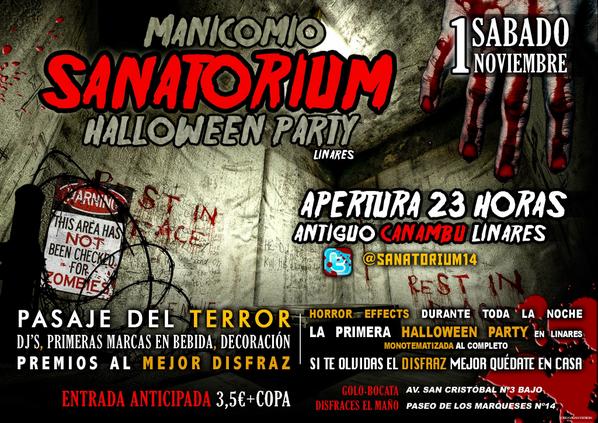 Sanatorium14's tweet photo. 5 días para #SanatoriumLinares14 ¿te lo vas a perder? últimos días para conseguir tu entrada anticipada #Halloween http://t.co/7UUT9i5jxd
