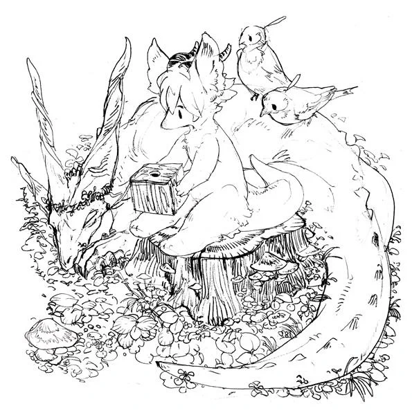 #皆さん線画と塗った後を見せてください 鉛筆で線画を描くのは実はこれがはじめてです 