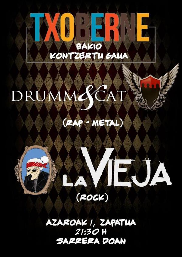 drummandcat's tweet photo. Aupa gente! El 1 de noviembre estaremos con nuestros amigos @Rock_La_Vieja  en el bar TXOBERNE de Bakio, ANIMAROS!!! http://t.co/J7mb2Yb0gP