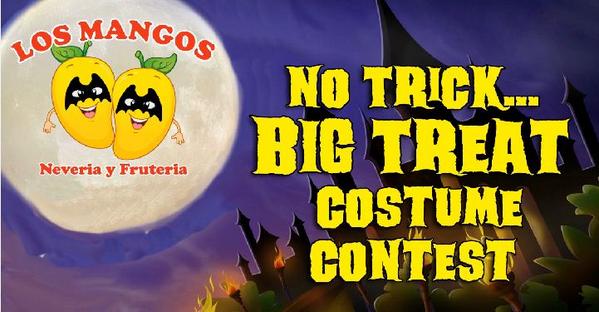 mangosneveria's tweet photo. Los Mangos “No Trick… Big Treat” Halloween Costume Contest is ON! Win a $100 gift certificate! http://t.co/g68fYQc5Rl http://t.co/b9v8d6YWLb