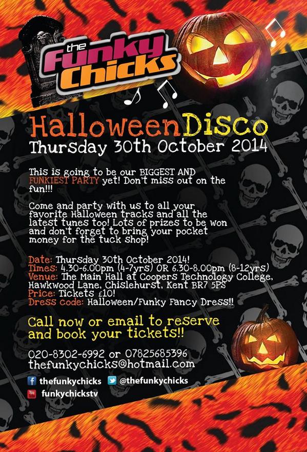 funkychickparty's tweet photo. *NEWS FLASH* #Halloween Disco Tickets Nearly Sold Out For This Thursday's 2 Slots! Get In Touch Today #BeckBromFL http://t.co/hJ2JqWGrUT