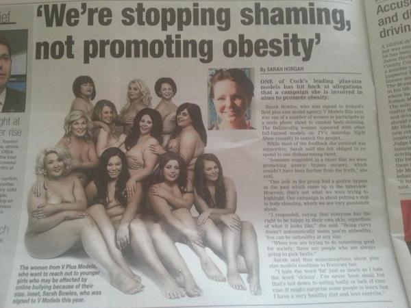 Sarah_Bowles_'s tweet image. Massive thanks to @CorkEveningEcho &amp;amp; @sarahjhorgan for featuring myself and @Vplusmodels #stopbodyshaming campaign