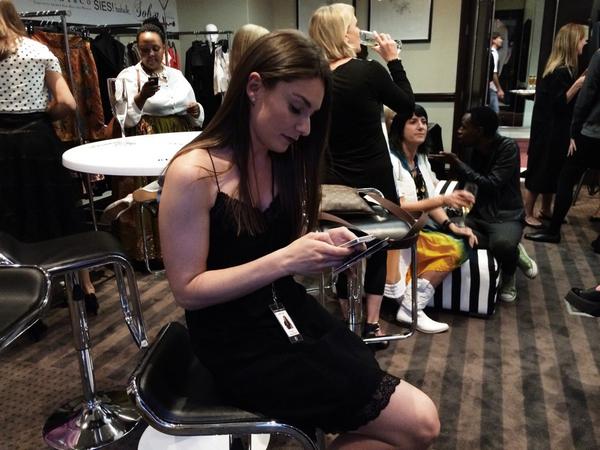 EdgarsFashion's tweet photo. Beautiful @caraleer of @FairladyMag hanging in the #EdgarsVVIP #SAFW before the shows! http://t.co/JyMS1lq31L