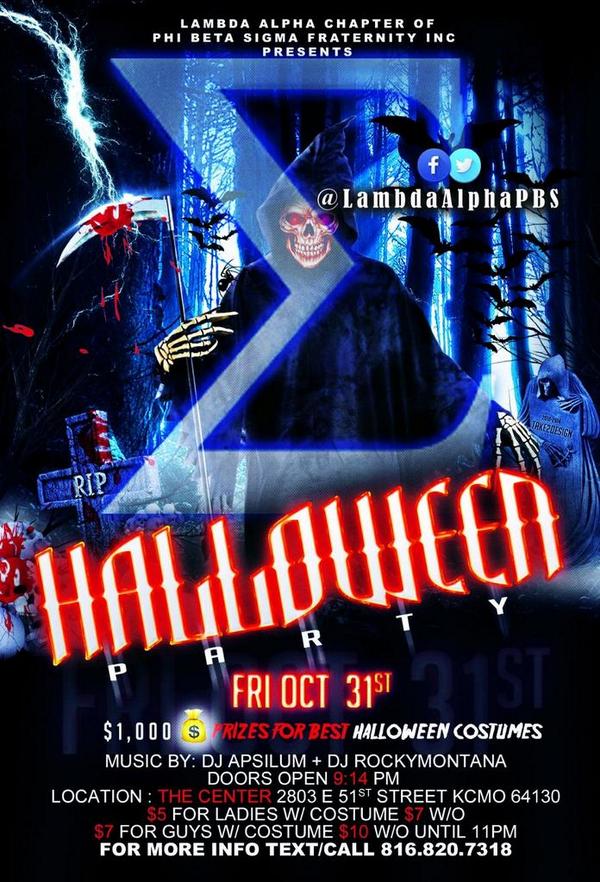 LambdaAlphaPBS's tweet photo. Come turn up with the Sigmas for Halloween Friday October 31st $500 each for best female and male costumes http://t.co/df7025KbVC