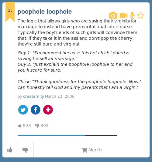Urban Dictionary on Twitter "poophole loophole The logic that allows