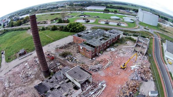 Luchtopnames bij sloopwerkzaamheden van Pongers.