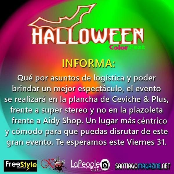 HalloweenColor's tweet photo. Nuestras preventas no se veran afectadas por el cambio de la localidad del evento. #HalloweenColorFest http://t.co/vlk3V7NMZR