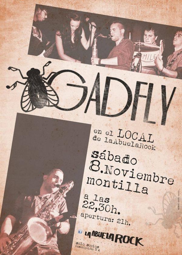 Gadflyband's tweet photo. Ya tenemos fecha para nuestra próxima actuación, el 8 de noviembre en la sede de la abuela rock. Os dejamos el cartel http://t.co/aBsKXDg0u1