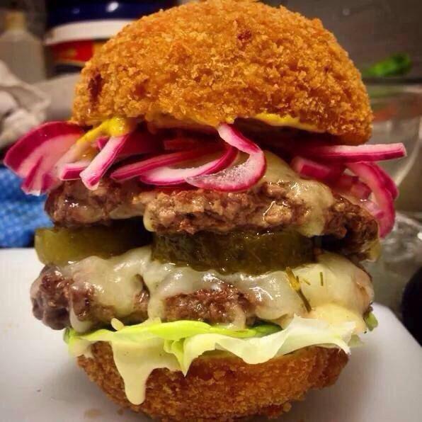 Storeview's tweet photo. We may as well give up now as we'll never be able to better this Scotch egg burger by @SayYeahBurger http://t.co/NwDFY0NsF3" @BryanRoberts72