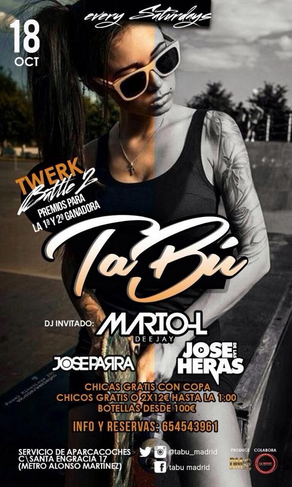 flakkiiTaa's tweet photo. ★SAB 18★ @tabu_madrid @SoniiisSonia 
➔TWERK BATTLE ➋
CHICO/AS GRATIS o 2x12€
Reservas desde 100€
listas la flaka http://t.co/Ywll7cDNLQ