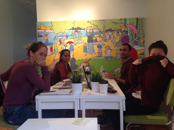 HallnCoPr's tweet photo. On Wednesdays, we wear burgundy. Seems the all the communications coordinators coordinated their outfits today. http://t.co/authswU4k3