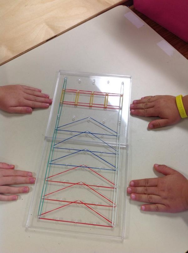 BellesClass's tweet photo. Kinders naturally collaborate with geo boards. the original PLN! http://t.co/t1tpf4GIwe