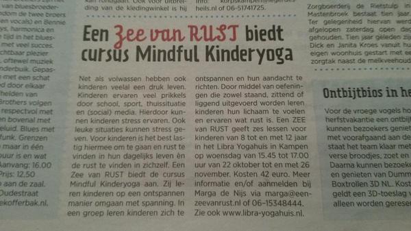 Vandaag in Kampen.nl Vanaf woe. 22 okt. #Mindful Kinderyoga #Kampen. Meld je aan: aanmelden@eenzeevanrust.nl