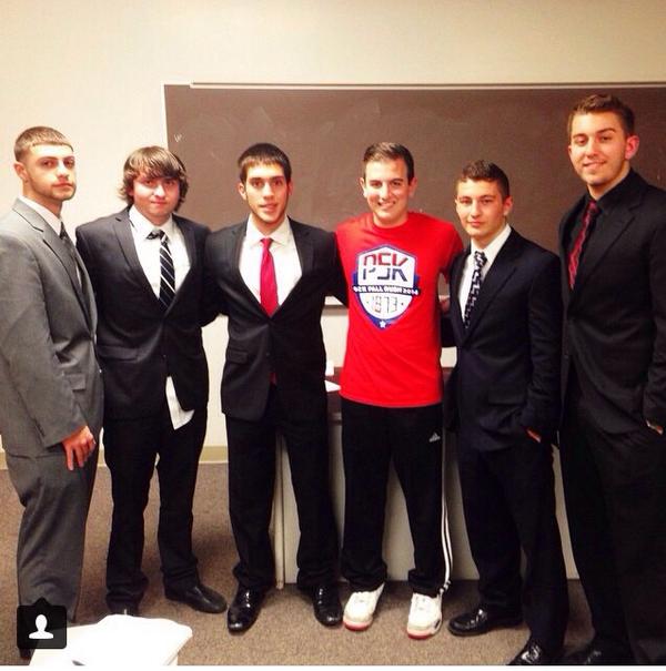 PSK_Adelphi's tweet photo. Inductor @philgeorgiadis1 with the Pi Class of Phi Sigma Kappa. Suit and Tie game strong! http://t.co/Rz4diiNEBD
