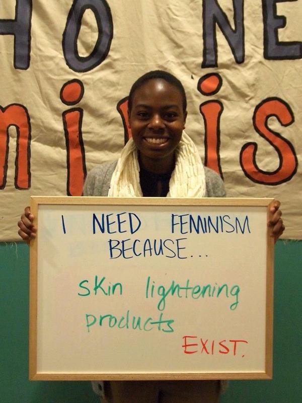 WNFeminism's tweet photo. #INeedFeminismBecause skin lightening products exist. Race and gender collide #intersectionality http://t.co/G65hjDa7s0