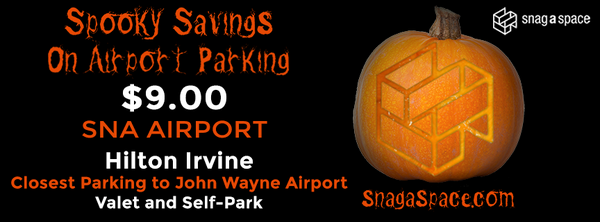 snagaspace's tweet photo. Enjoy #spooky savings on airport parking at @JohnWayneAir!  Just $9 at @IrvineHilton! #BOO!  http://t.co/PPfv5wEu7g http://t.co/gQtK5RjB7R