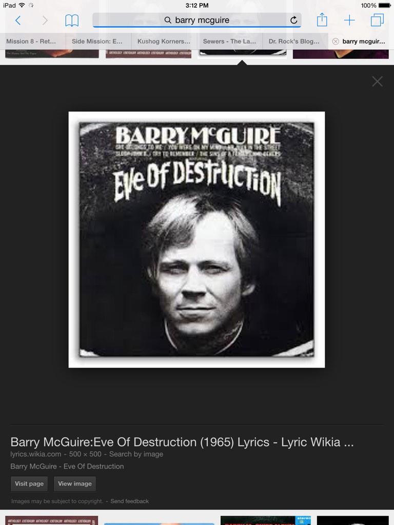 10/15/1935 Happy Birthday, Barry McGuire, singer, songwriter and guitarist "Eve of Destruction"( 1965 ) 